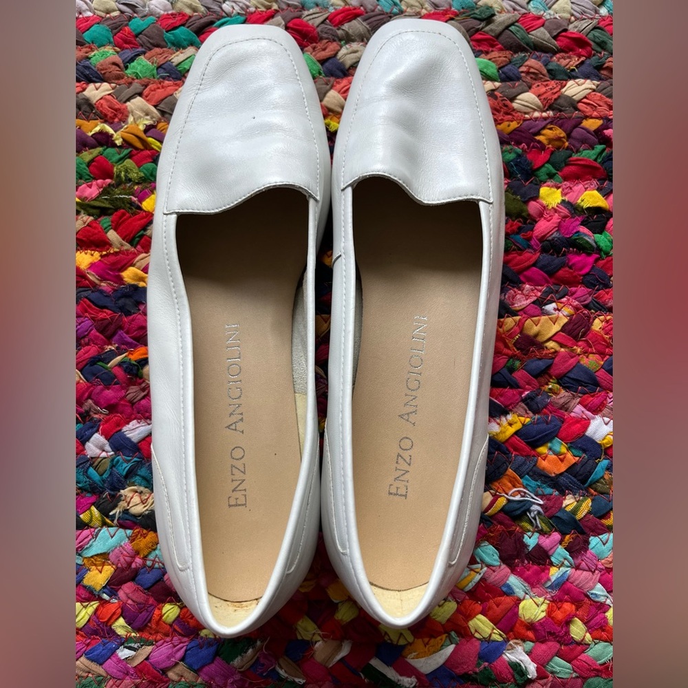 SIMPLE ENZO ANGIOLINI IVORY WHITE LEATHER LOAFERS